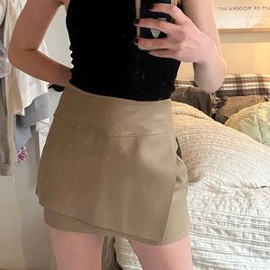 Helmut Lang Asymmetrical taupe lamb leather skirt